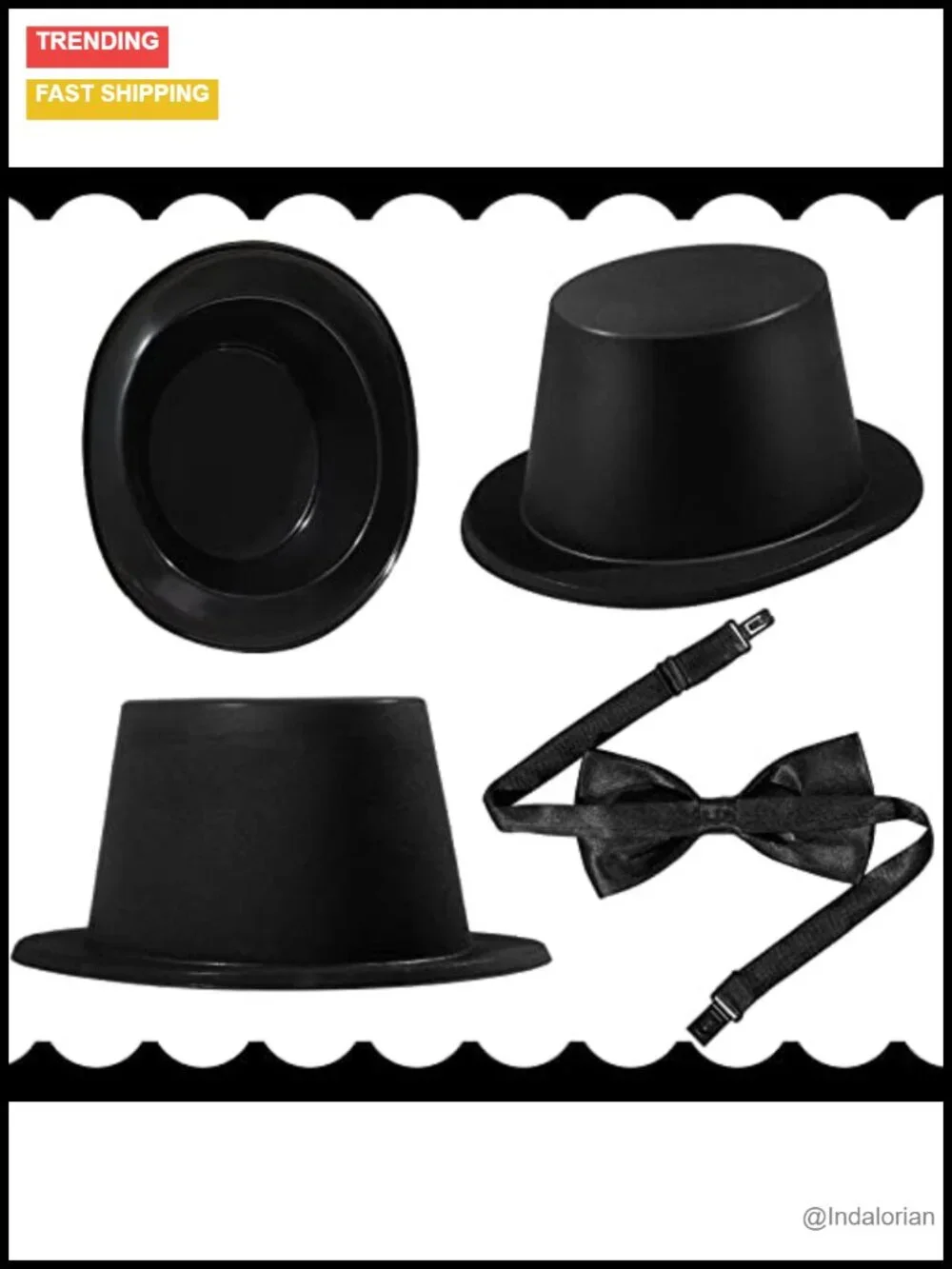 Magician Costume Top Hat Set with 12 Bow Ties Adjustable Party Accessory